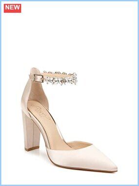 High Heel Pump Pointed Toe Crystal Ankle Strap Padded Formal Event